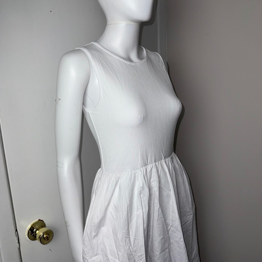 Commense White Sleeveless Midi Dress A-Line Summer Dress Pockets Size M - Picture 11 of 12